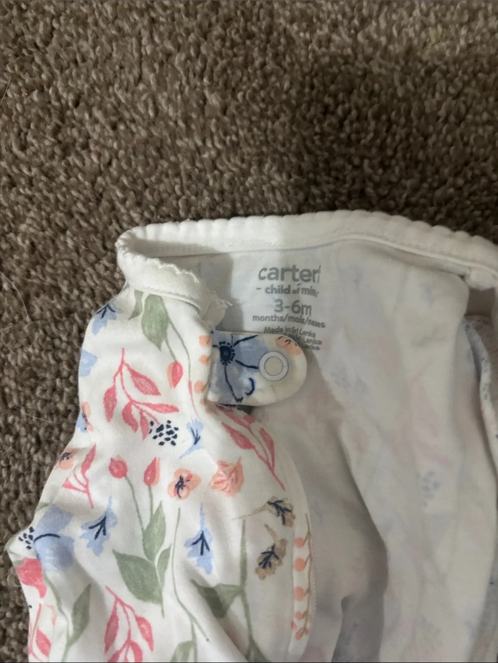 Carter's Baby Floral & Fawn One-Piece Footed Pajamas - Pink/White